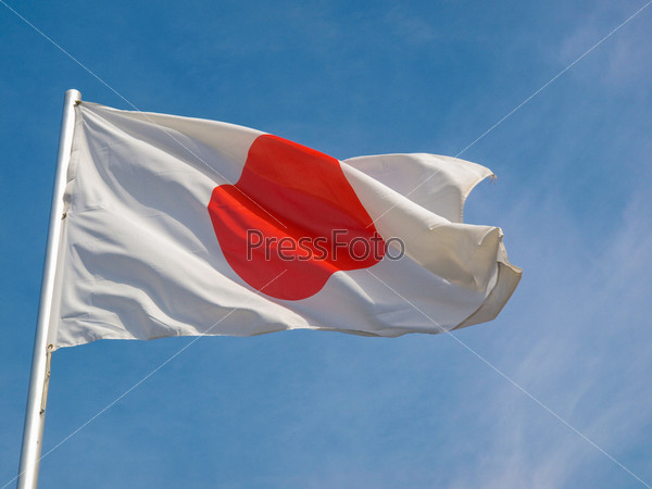 Flag of Japan over a blue sky