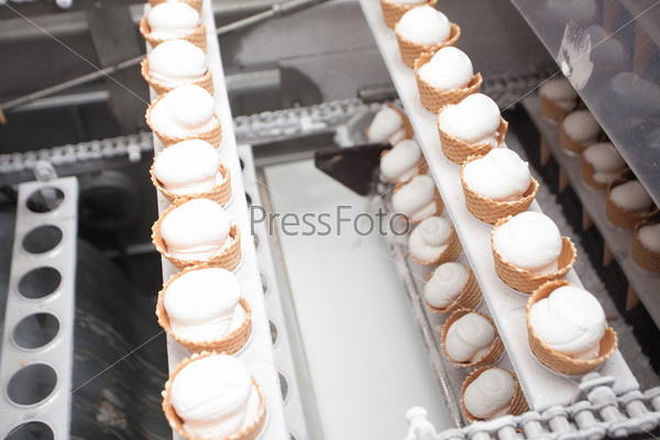 Preparation of ice-cream on factory
