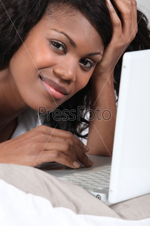 Woman in front of a laptop computer