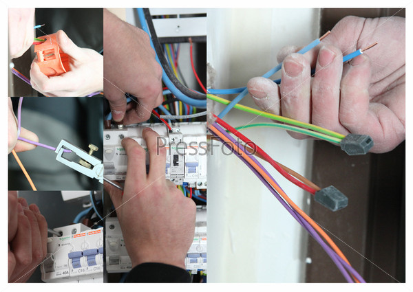 Electrics themed collage, stock photo