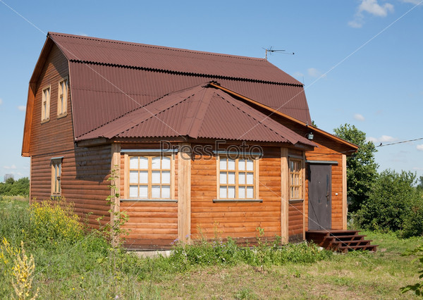 Country wooden house with porch
