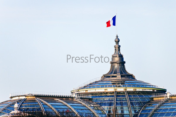 Французский флаг на Большом дворце в Париже