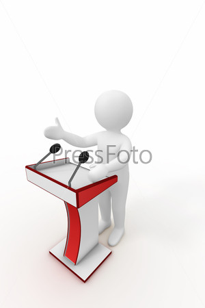 3d person giving a speech at the podium