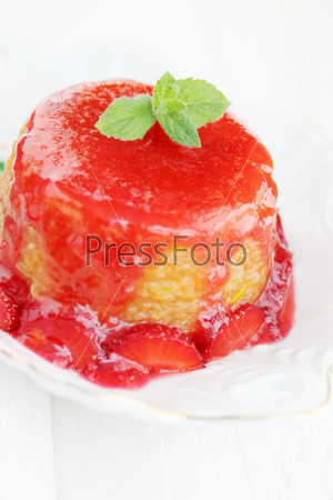 Summer dessert with apples oranges and strawberries