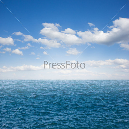 beautiful seascape with deep  ocean  waters and cloudscape