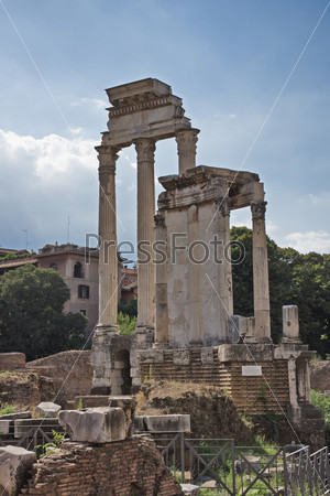 ruins of the temple of the goddess Vesta in Rome