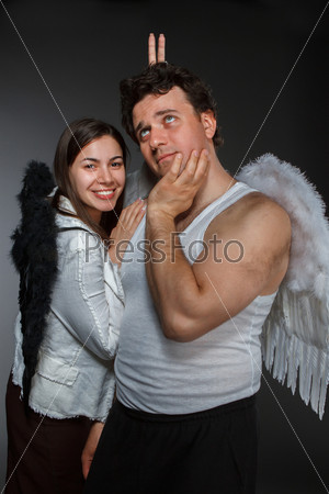 Mr. Angel and Mrs. Angel. Crazy character portrait