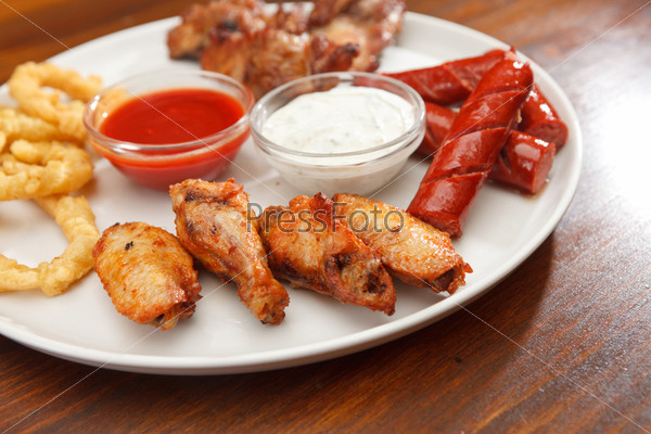 Appetizer plate with dipping sauces