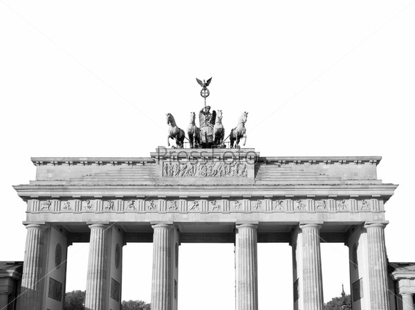 Brandenburger Tor (Brandenburg Gate), famous landmark in Berlin, Germany - isolated over white background