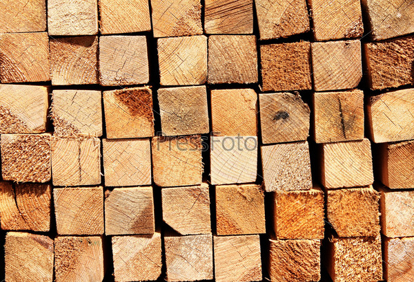 Wooden boards in a warehouse of building materials