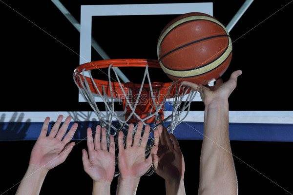 basketball game sport player in action isolated on black\
background