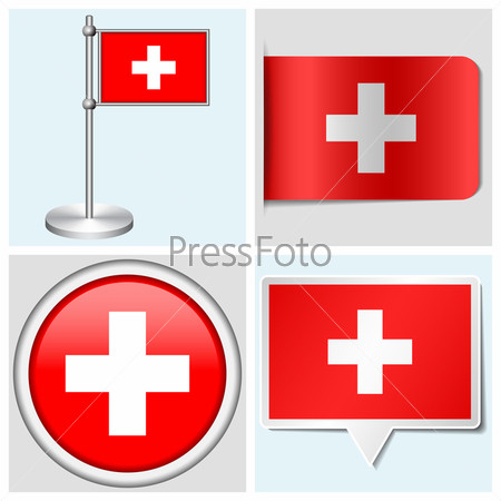 Switzerland flag - sticker, button, label