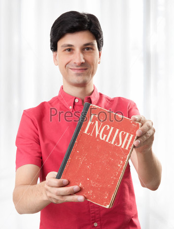 young man with English Dictionary Book
