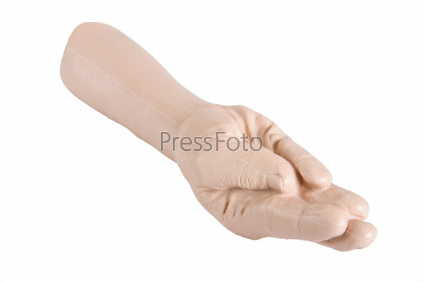 giant hand prosthesis for fisting isolated on white background
