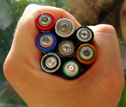 The batteries in a hand