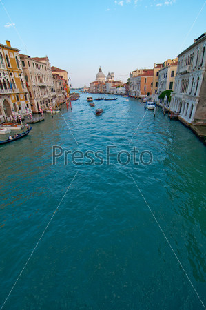 Venice Italy grand canal view from the top of Accademia bridge with \