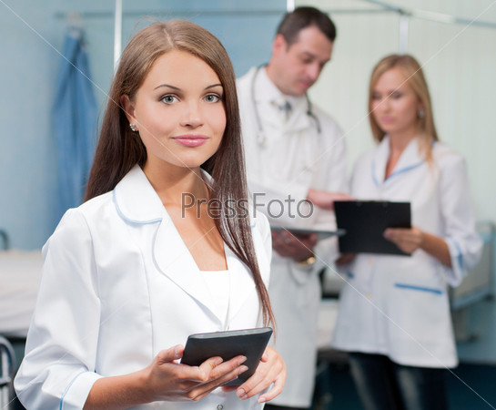 group of medical workers portrait in hospital