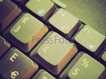 Vintage looking Detail of keys on a computer keyboard