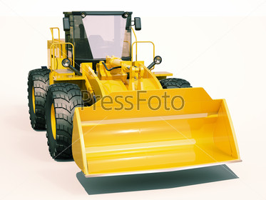 Modern front loader on light background with shadow