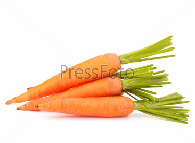 Carrot Vegetable With Leaves Isolated On White Background Cutout