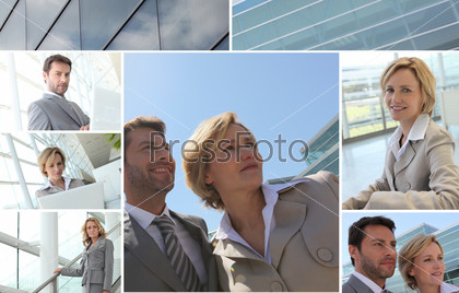 Mosaic of business people, stock photo