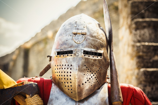 Medieval Knight In Helmet