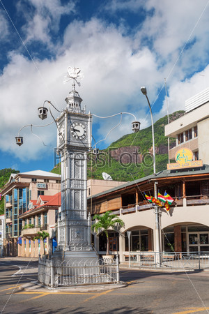 Clock tower in Victoria, Mahe, Seychelles, modeled on that of Vauxhall Clock Tower in London, England.