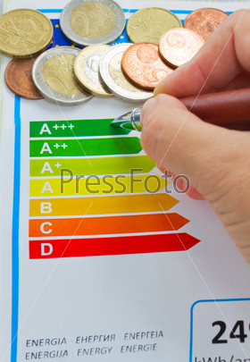 Saving money due to energy efficiency concept, stock photo