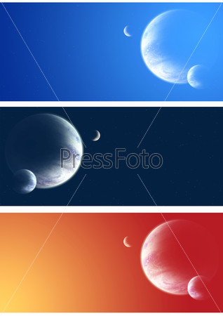 Set of space banners with planets