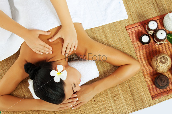 Woman in spa environment