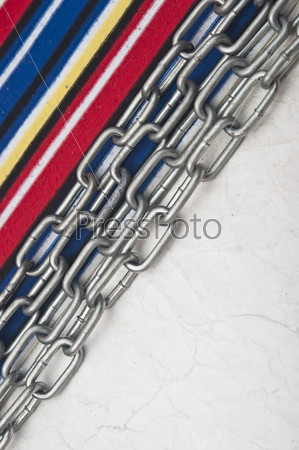 paper vintage and metal chain border colorful stripe fabric