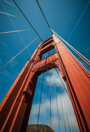 Golden Gate Bridge Pillar in San Francisco, California, USA