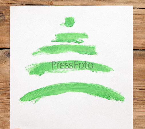 Colorful hand drawing green Christmas tree
