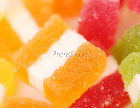 Many different fruit paste candies. Whole background