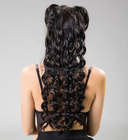 beautiful wavy hair on female back