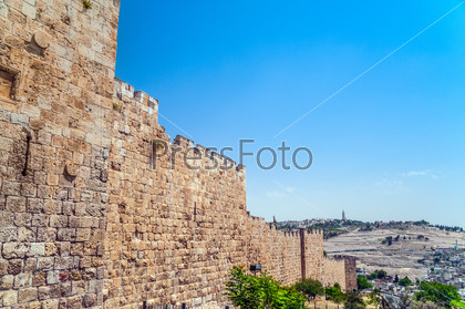 Fragment of the wall surrounding the Old City of Jerusalem