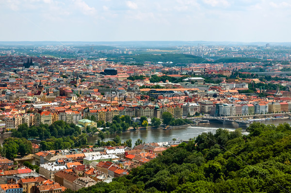 Landscape of Prague city center, aerial view