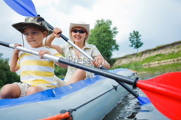 Family kayaking