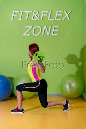Gym Workout with Barbell Lunge, stock photo