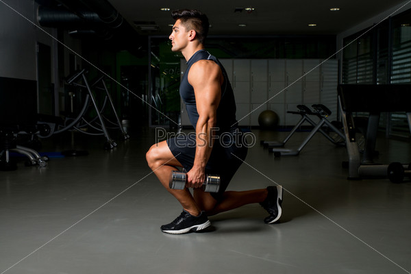 Man workout posture body building exercises weight training