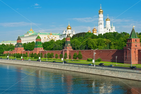 Beautiful View Of Moscow Kremlin And Moskva River, Russia