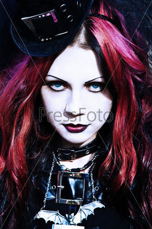 Young goth girl with a red hair
