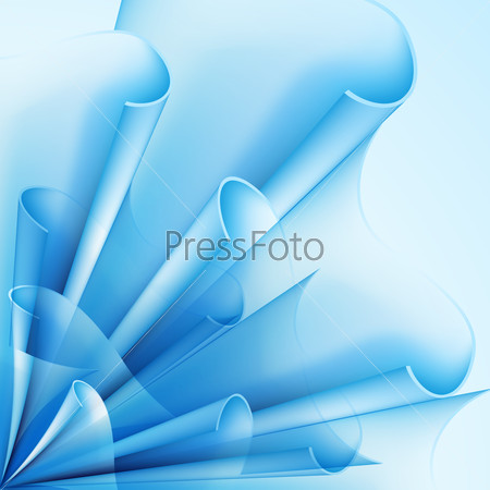 Raster version. Abstract background with curved flag elements in light blue shades
