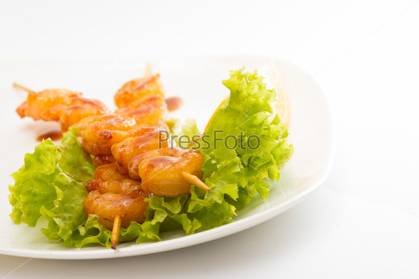Grilled Shrimps isolated on white background
