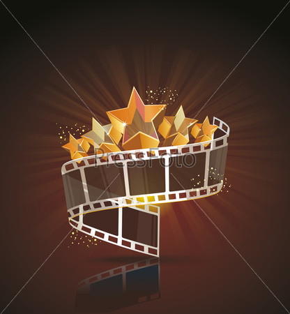 Film strip roll with gold stars.