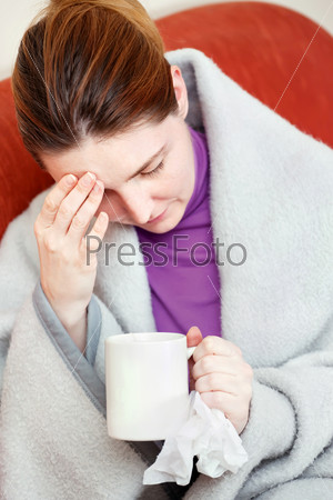 sick woman having headache