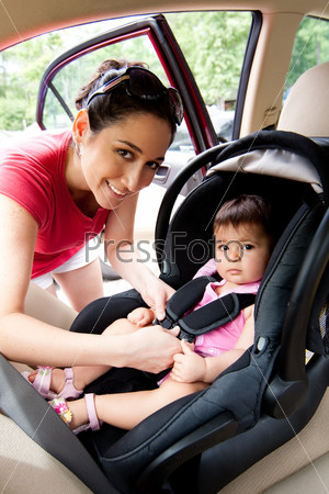 Baby in car seat for safety