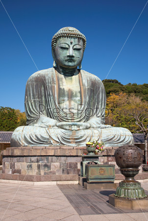 Daibutsu - famous Great Buddha bronze statue in Kamakura, Kotokuin Temple.  The second largest bronze Buddha statue in Japan