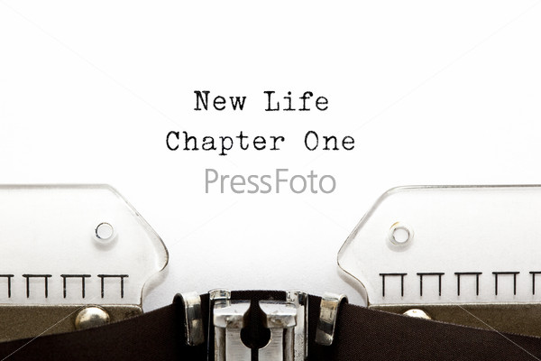 New Life Chapter One printed on an old typewriter.