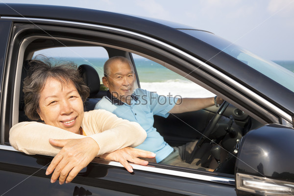 Seniors enjoying road trip and travel